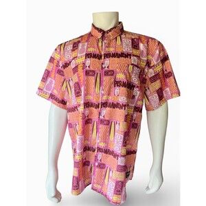 WeSC Oden TIKI Hawaiian short sleeve shirt Vacation #N115117T Men's L